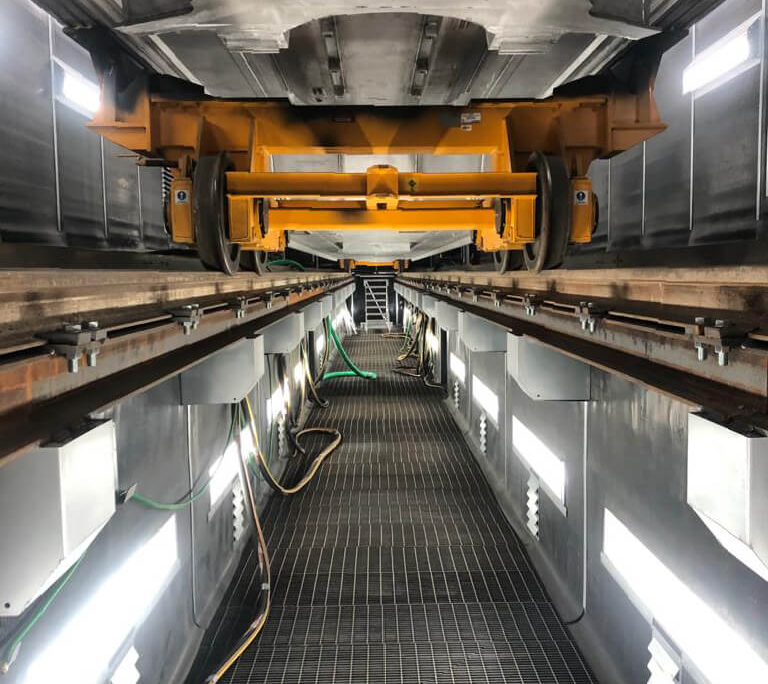 Railway shotblasting booth