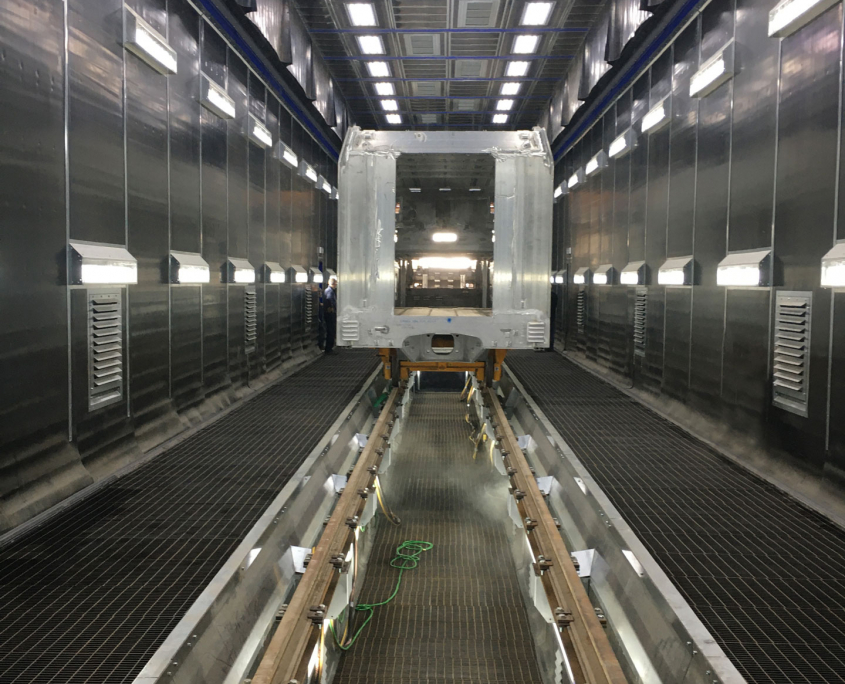 Railway shotblasting booth