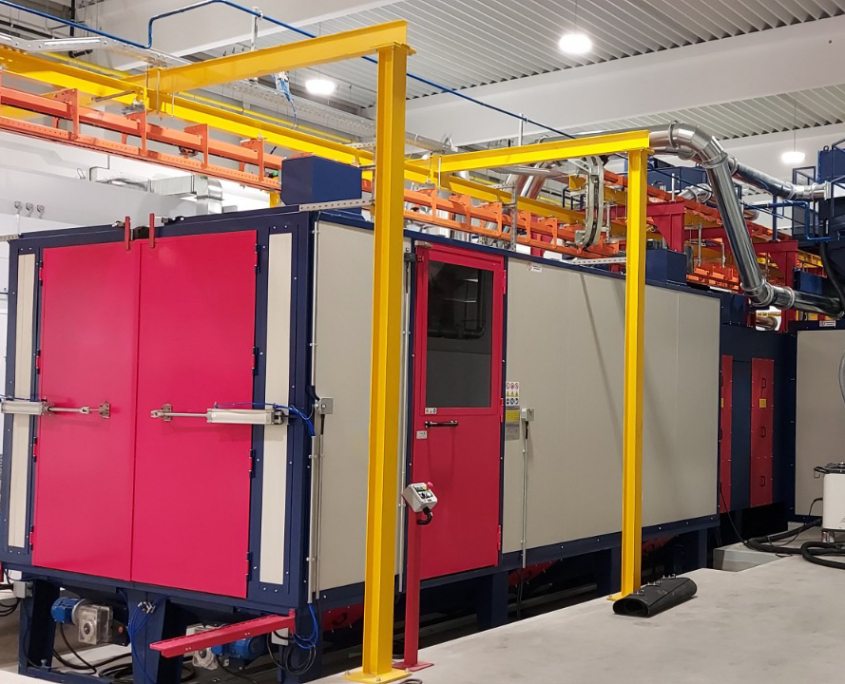 Shot blasting machine with automatic turbines