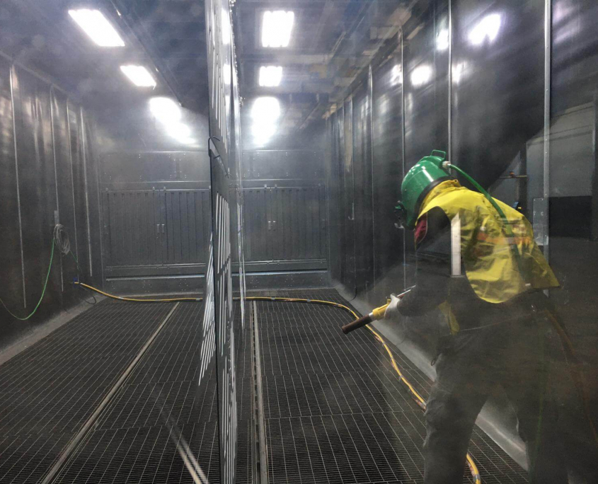 Internal of shot blasting booth