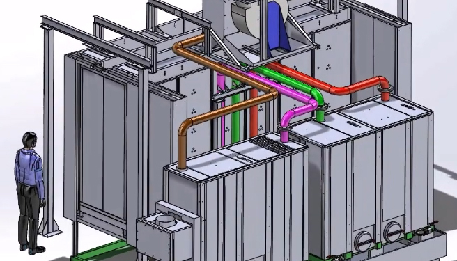 Designing a 4-stage washing tunnel in 3D