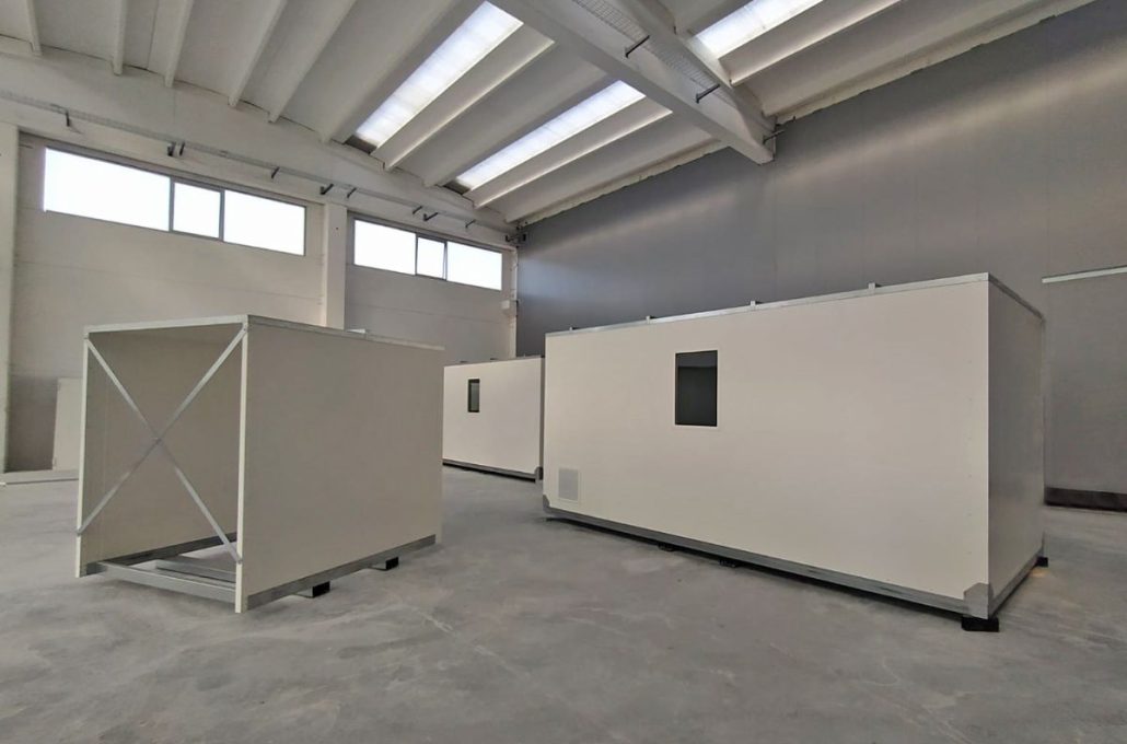 1, 2, 3… 4 moduli di stoccaggio e preparazione vernici monoblocco Eurotherm Eurotherm Storage painting preparation rooms 1 Eurotherm