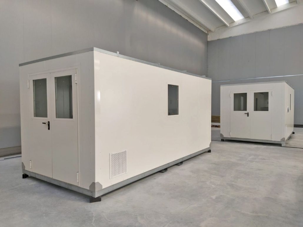1, 2, 3… 4 moduli di stoccaggio e preparazione vernici monoblocco Eurotherm Eurotherm Storage painting preparation rooms 2 1 Eurotherm
