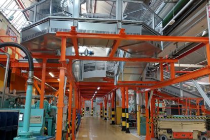 Rails supporting structure for annealing oven and conveyor system