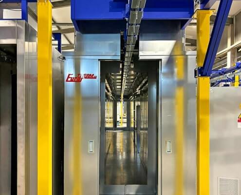 Impianto automatico a polvere in linea ad avanzamento in continuo