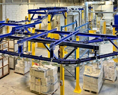 Impianto automatico a polvere in linea ad avanzamento in continuo