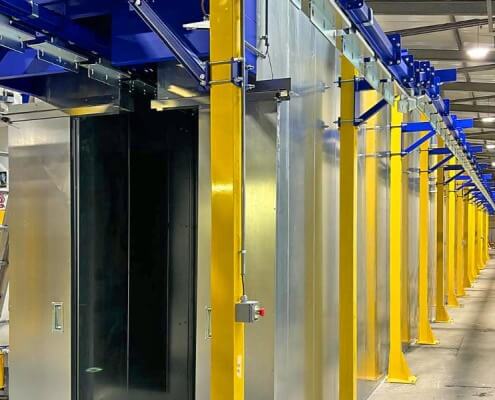 Impianto automatico a polvere in linea ad avanzamento in continuo