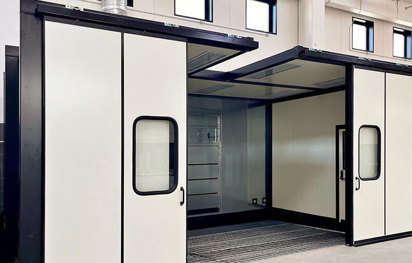 Cabine de lavage manuel avec ouverture de toit