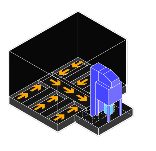 <p><span style="color: #f22821;">avec fondations,</span> auquel cas la récupération s’effectue sous le plancher.</p> 